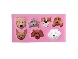 Molde silicona 7 cabezas perritos